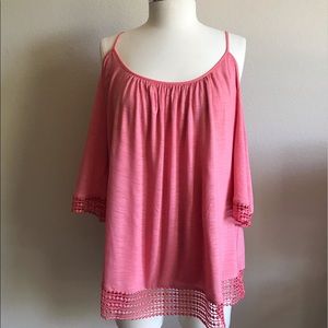 White House Black Market Pink Cold Shoulder Top